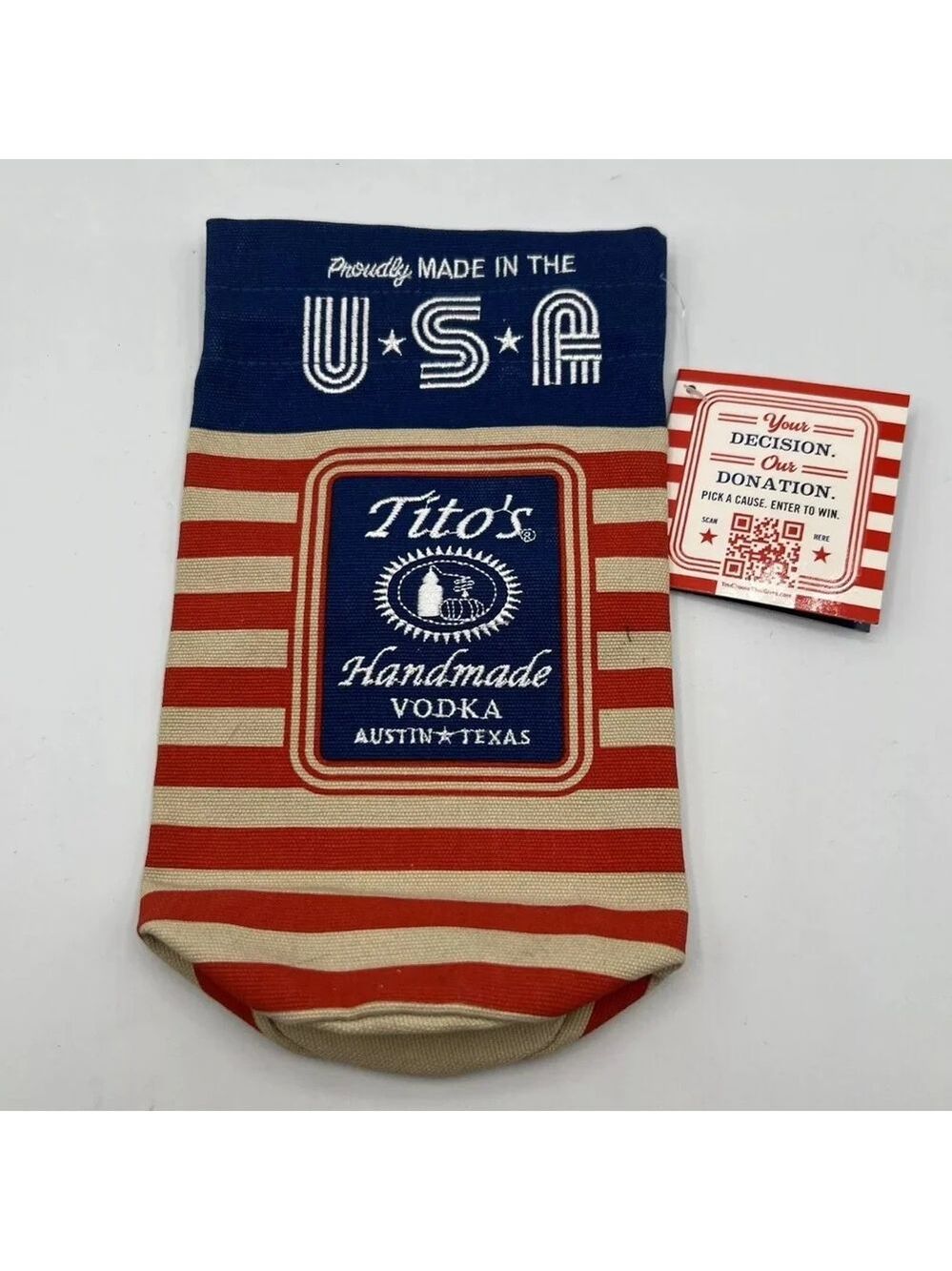 Tito’s Vodka Canvas Drawstring 1 Liter Bottle Bag Burlap 2023